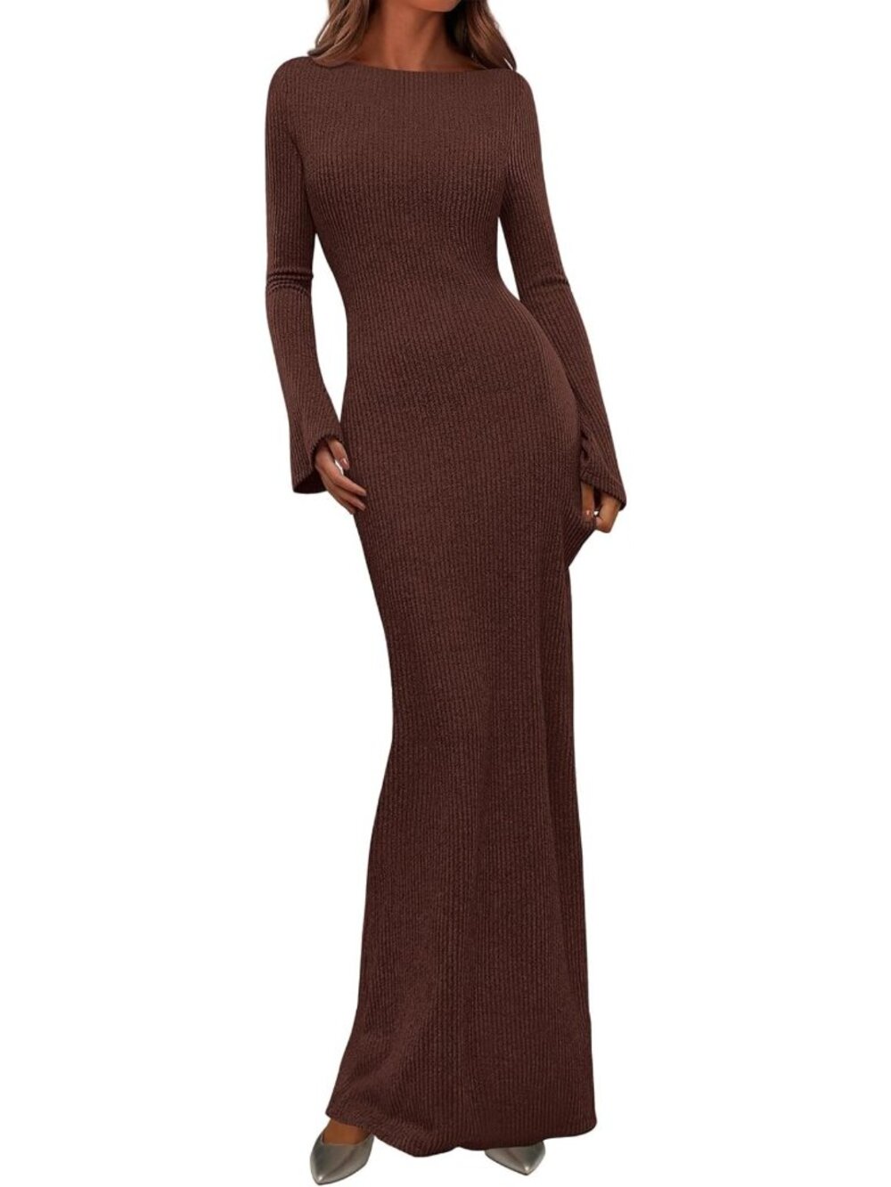 Chic Women's Fall Long Sleeve Bodycon Maxi Dress - Perfect for Any Occasion